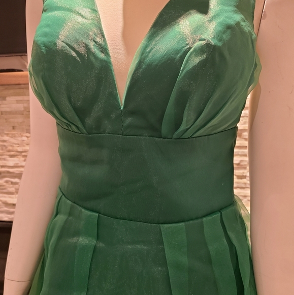Organza Green Cocktail Dress. - Picture 2 of 9